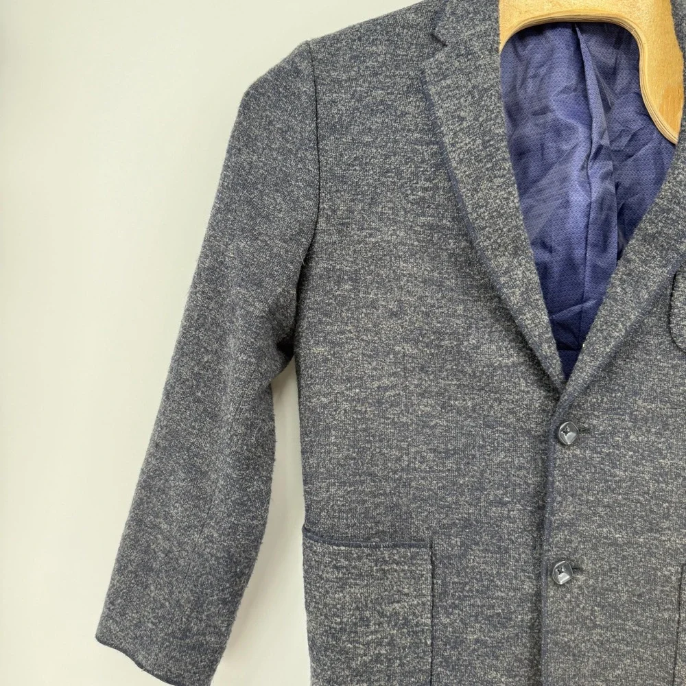 1 Like No Other Knit Blazer S/38 Gray Marled Two-Button Patch Pocket Cotton Wool